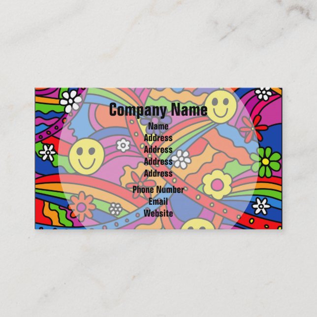 Tarjeta De Visita Patrón de arco iris hippie (Anverso)