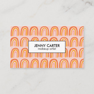 Tarjeta De Visita Patrón de arcos de lluvia simple Naranja rosa