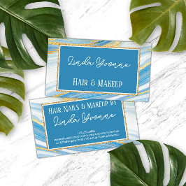 Tarjeta De Visita Patrón de arte Ageo de mármol azul amarillo dorado