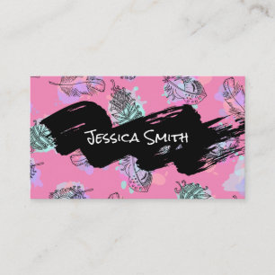 Tarjeta De Visita Patrón de arte Boho Feather