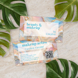 Tarjeta De Visita Patrón de arte de mármol Purpurina dorado Código Q