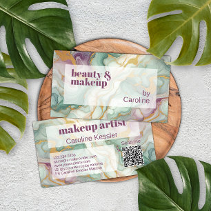 Tarjeta De Visita Patrón de arte de mármol verde rosa morado