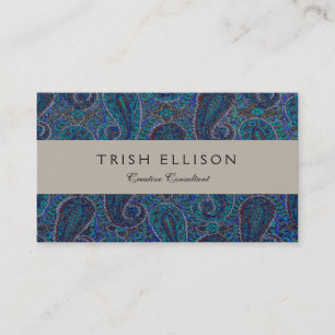 Tarjeta De Visita Patrón de arte del Boho indio azul Paisley
