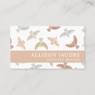 Tarjeta De Visita Patrón de aves folclóricas del Diseñador interior