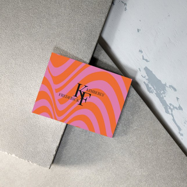 Tarjeta De Visita Patrón de banda de masa líquida retro Naranja púrp (Subido por el creador)