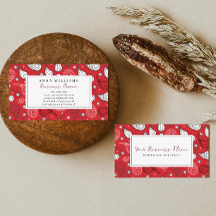 Tarjeta De Visita Patrón de Bandana de paisley roja y blanca persona
