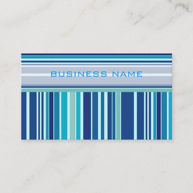 Tarjeta De Visita Patrón de bandas retro azul (Anverso)