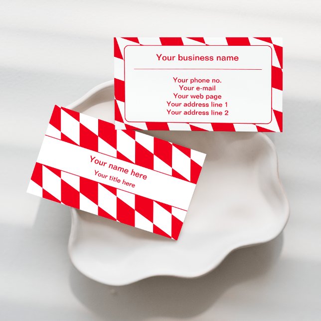 Tarjeta De Visita Patrón de bandera de diamantes de Baviera roja y b (Subido por el creador)