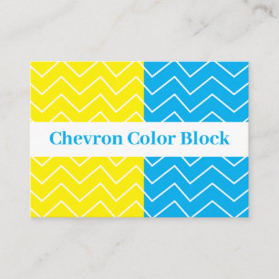 Tarjeta De Visita Patrón de bloque de color Chevron blanco azul amar