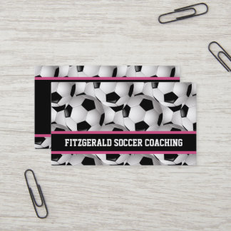 Tarjeta De Visita Patrón de bola de fútbol personalizado blanco rosa
