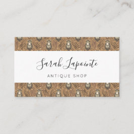 Tarjeta De Visita Patrón de bosques ilustrado de lechuza marrón