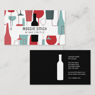 Tarjeta De Visita Patrón de botellas de vino y cristalería