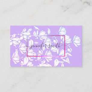 Tarjeta De Visita Patrón de Bouquet Floral Simple Lilac Purple Elega