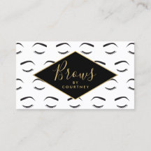 Patrón de brotes y pestañas blanco/negro/oro