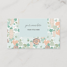 Tarjeta De Visita Patrón de cactus Mint Verde