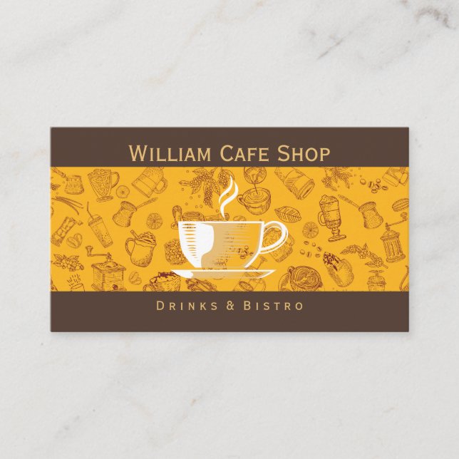Tarjeta De Visita Patrón de cafetería | Cafe Restaurant (Anverso)