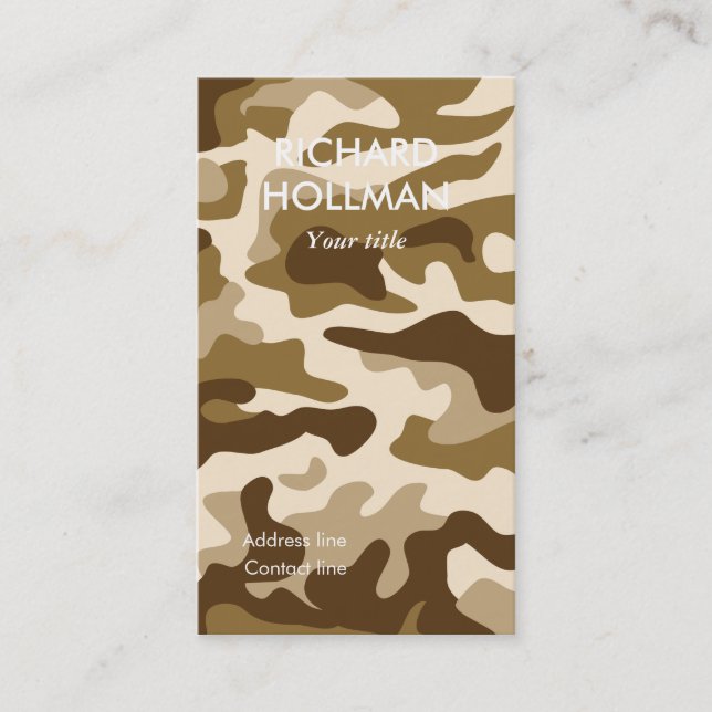 Tarjeta De Visita Patrón de camuflaje beige (Anverso)