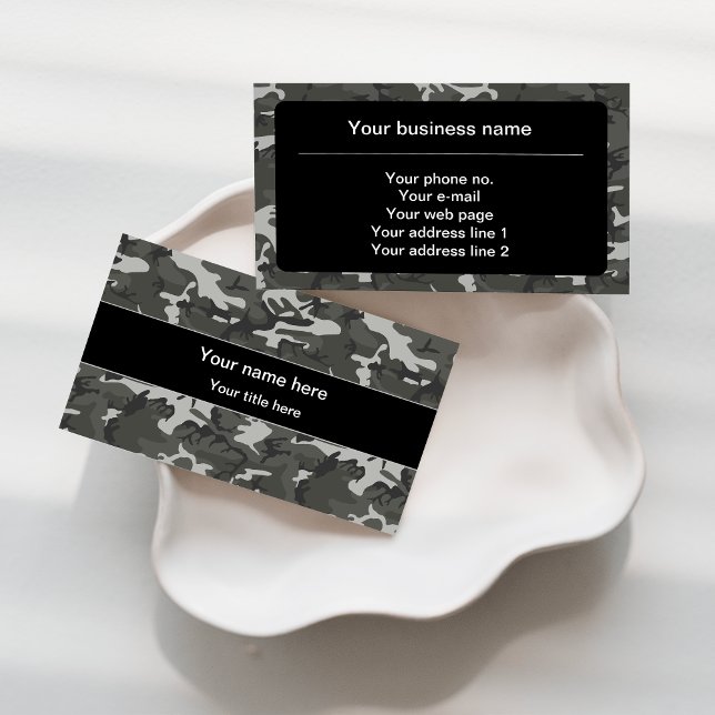 Tarjeta De Visita Patrón de camuflaje gris, patrón militar, ejército (Subido por el creador)