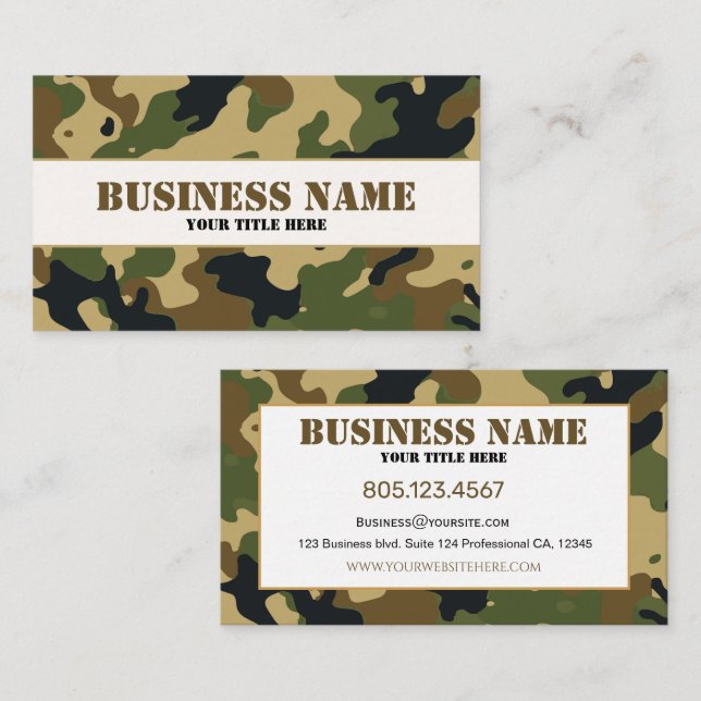Tarjeta De Visita Patrón de camuflaje verde (Anverso / Reverso)
