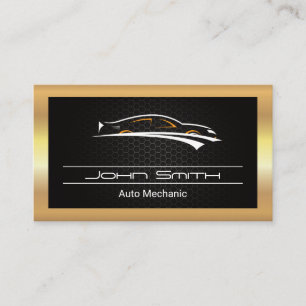 Tarjeta De Visita Patrón de carbono metálico de oro   Logo automátic
