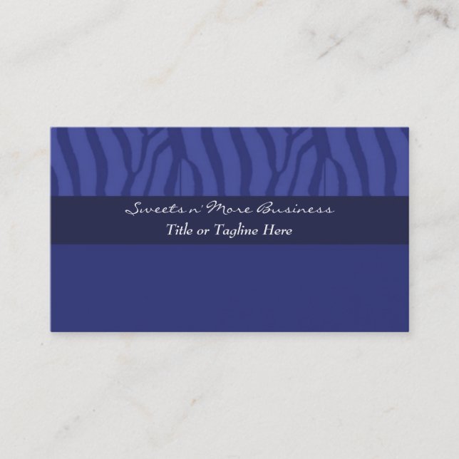 Tarjeta De Visita Patrón de cebra azul real (Anverso)