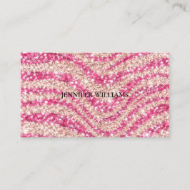 Tarjeta De Visita Patrón de cebra con brillo rosa femenino          