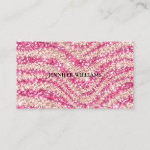 Tarjeta De Visita Patrón de cebra con brillo rosa femenino