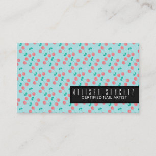 Tarjeta De Visita Patrón de cereza de acuarela Salón Belleza