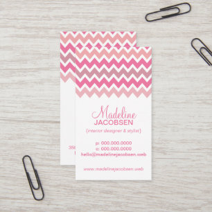 Tarjeta De Visita Patrón de cheurón rosa