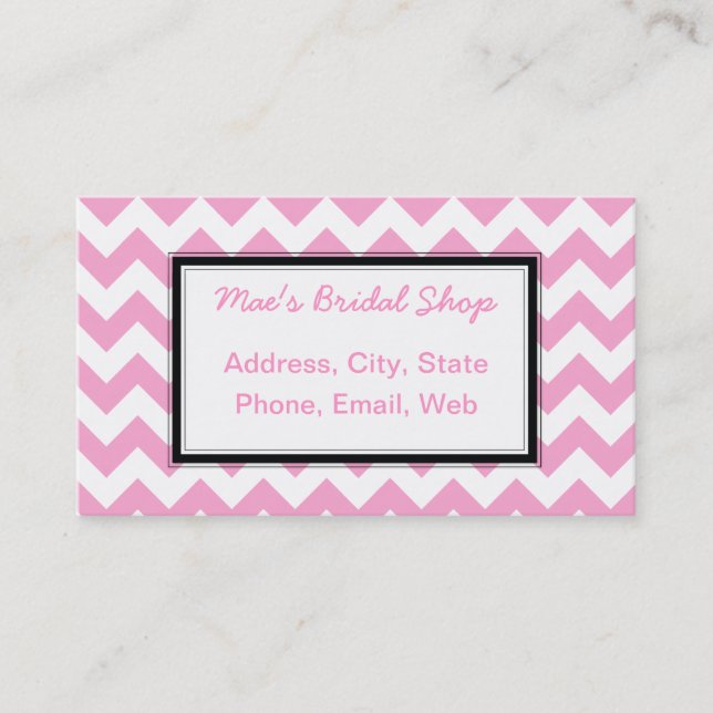 Tarjeta De Visita Patrón de cheurón rosa clásico (Anverso)