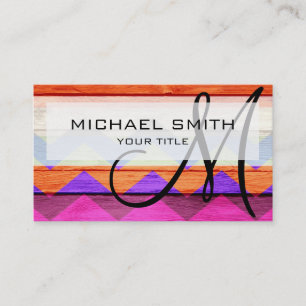 Tarjeta De Visita Patrón de chevron azteca de madera #2