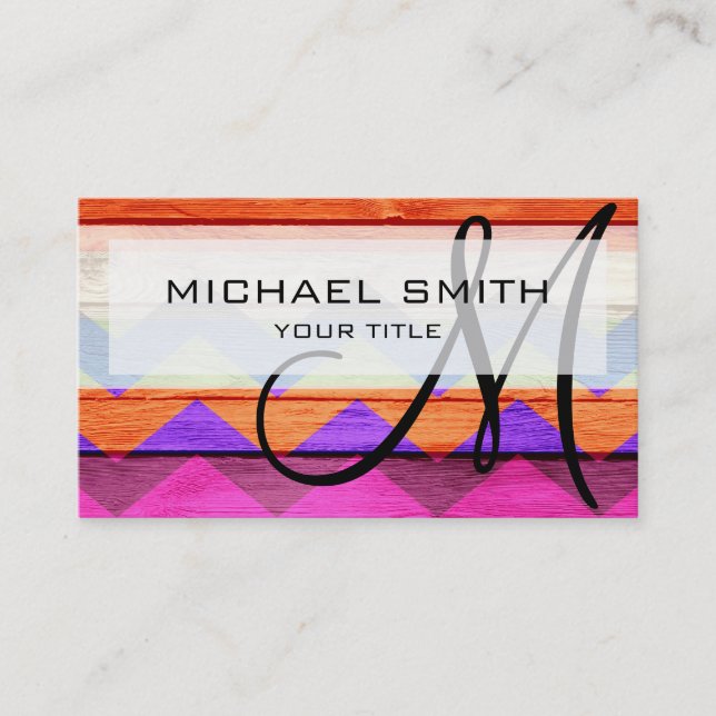 Tarjeta De Visita Patrón de chevron azteca de madera #2 (Anverso)