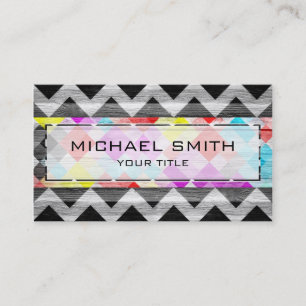 Tarjeta De Visita Patrón de Chevron azteca moderno de madera #5