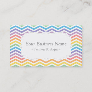 Tarjeta De Visita Patrón de Chevron de Arcoíris Pastel Elegante Moda