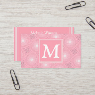 Tarjeta De Visita Patrón de círculos rosados monograma