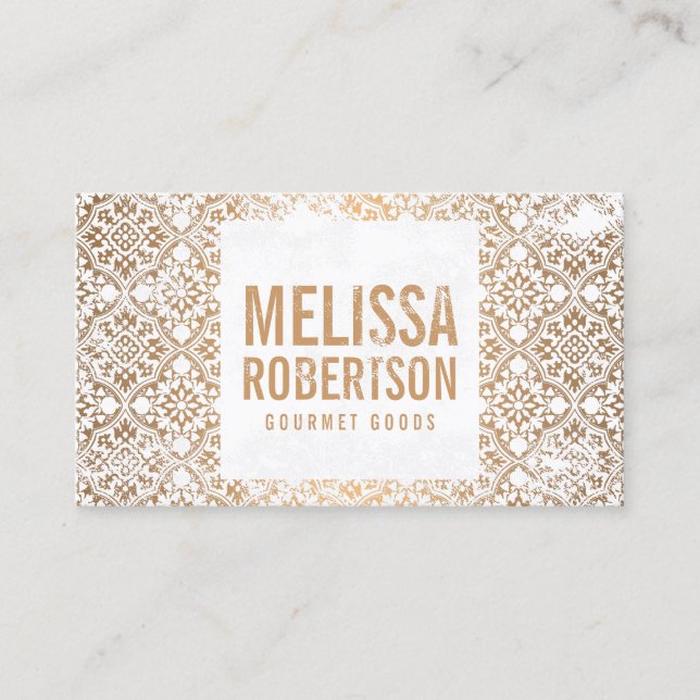 Tarjeta De Visita Patrón de cobre con estampado a mano y de cosecha  (Anverso)