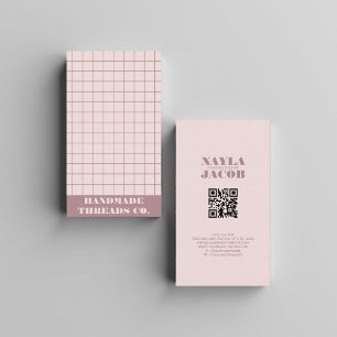 Tarjeta De Visita Patrón de color púrpura oscuro moderno, código QR