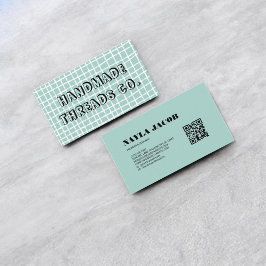 Tarjeta De Visita Patrón de comprobación de azul cielo QR Código Rop