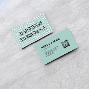 Tarjeta De Visita Patrón de comprobación de azul cielo QR Código Rop