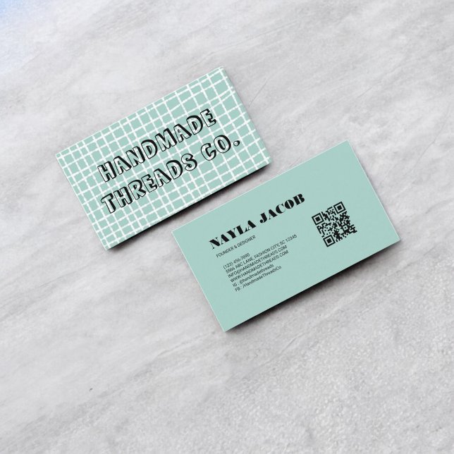 Tarjeta De Visita Patrón de comprobación de azul cielo QR Código Rop (Subido por el creador)