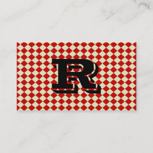 Tarjeta De Visita Patrón de control rojo del monograma retro de Guay