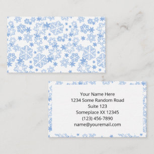 Tarjeta De Visita Patrón de copo de nieve invernal azul claro
