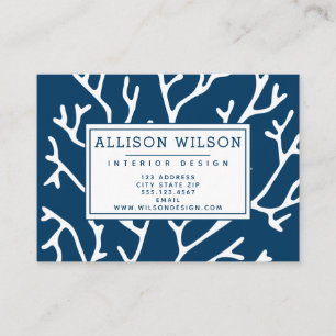 Tarjeta De Visita Patrón de coral elegante - Tema Verde azulado del