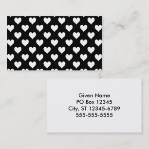 Tarjeta De Visita Patrón de corazón en blanco y negro