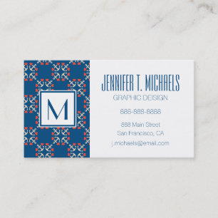 Tarjeta De Visita Patrón De Corazón Y Anclaje