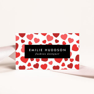 Tarjeta De Visita Patrón De Corazones, Corazones Rojos, Patrón De Co
