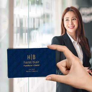 Tarjeta De Visita Patrón de cuadrados azules con el logotipo de mono