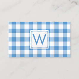 Tarjeta De Visita Patrón de Cuadros de Gingham Blanco Azul Claro Mon