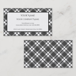 Tarjeta De Visita Patrón de cuadros en blanco y negro editable