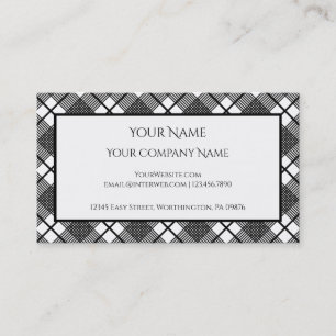 Tarjeta De Visita Patrón de cuadros en blanco y negro editable